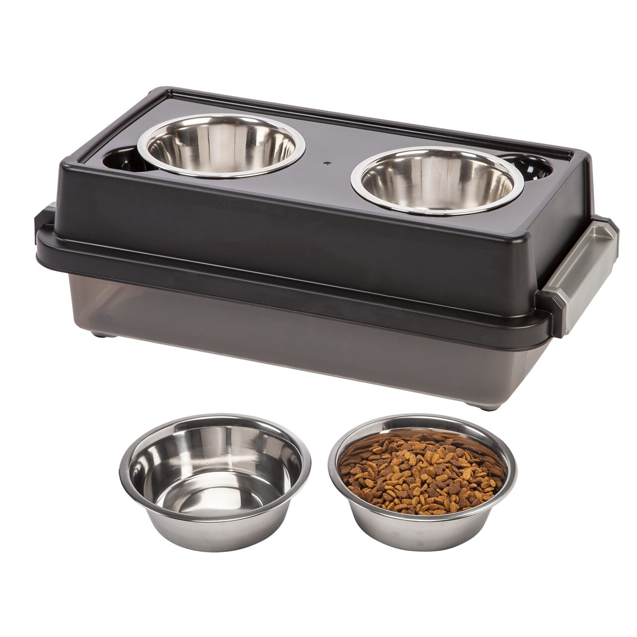 IRIS USA 2-in-1 Elevated Dog Bowls Feeder with Airtight Pet Food Storage Container